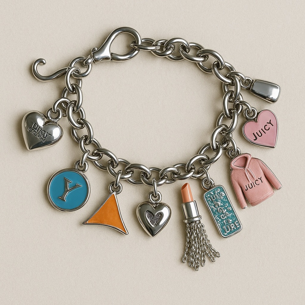 Juicy Couture Y2K Limited Edition Charm Bracelet 9 Charms Excellent Condition